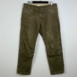 Kuhl Hot Rydr Pants Mens 38 x 31 Khaki Brown Cotton Flannel Lined Straight Leg